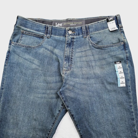 NEW Lee Extreme Motion Jeans Men 44W 32L Blue Athletic Tapered Leg Performance - Picture 10 of 13